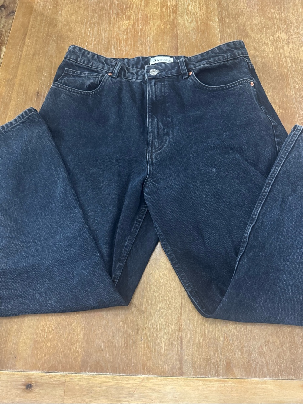Zara Black Washed Flare Jeans